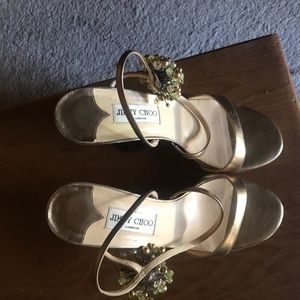 Jimmy Choo Women 39  Martini Gold Sandy Beaded